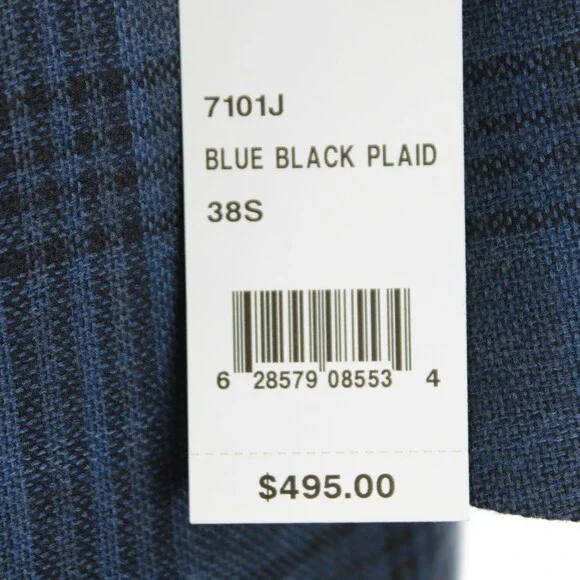 Cardinal of Canada NWT Wool Sport Coat Size 38S US In Blue & Black Plaid
